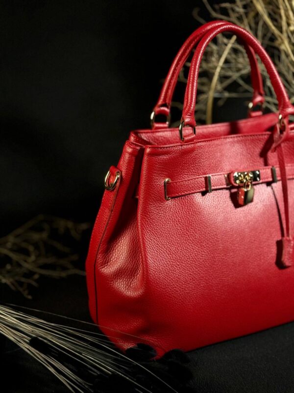 borsa Juliette in vera pelle rosso particolare